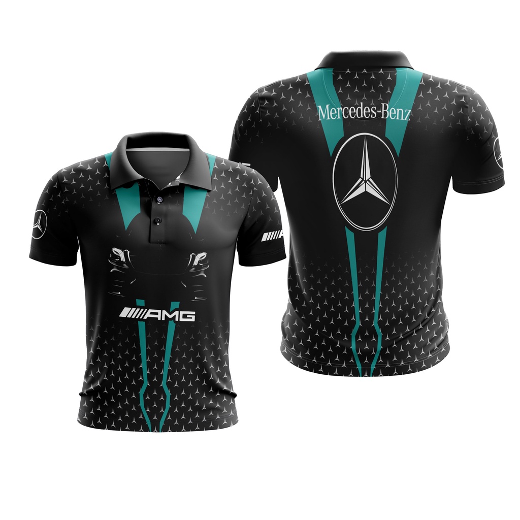 Baju Kaos Jersey Mercedes Benz Amg 02 Polo Free Custom Name + Nomor Full Printing Dewasa Pria Wanita