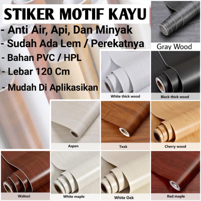 Stiker motif kayu motif marmer marble glossy wallpaper dinding lantai kamar dapur