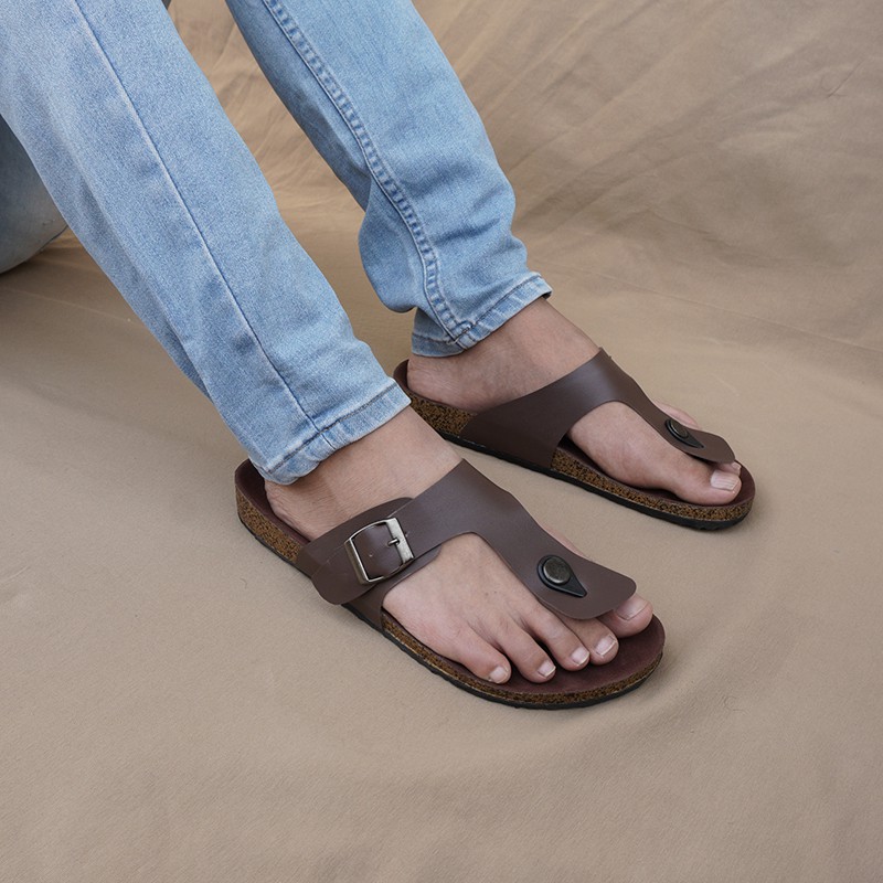 Sandal Casual Pria Walkers Gepser Jepit1 Coklat Sendal Slide Puyuh Kasual Slop Santai Harian Terbaru