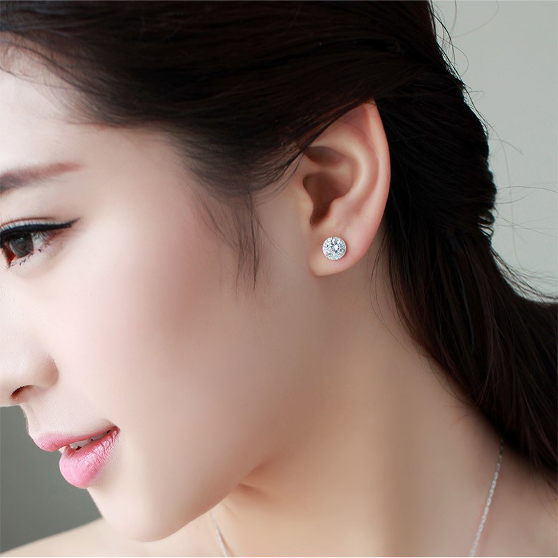 Anting Korea Pesta Tusuk Lapis Emas Putih Chelsea J9107-SMALL 6MM - SILVER