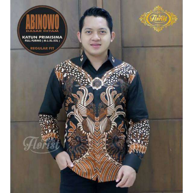 Kemeja Batik / Baju Batik Lengan Panjang ABINOWO Batik Berfuring Batik Model Terbaru