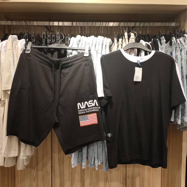 new arrival baju list sweatpants pendek NASA cowok h&m