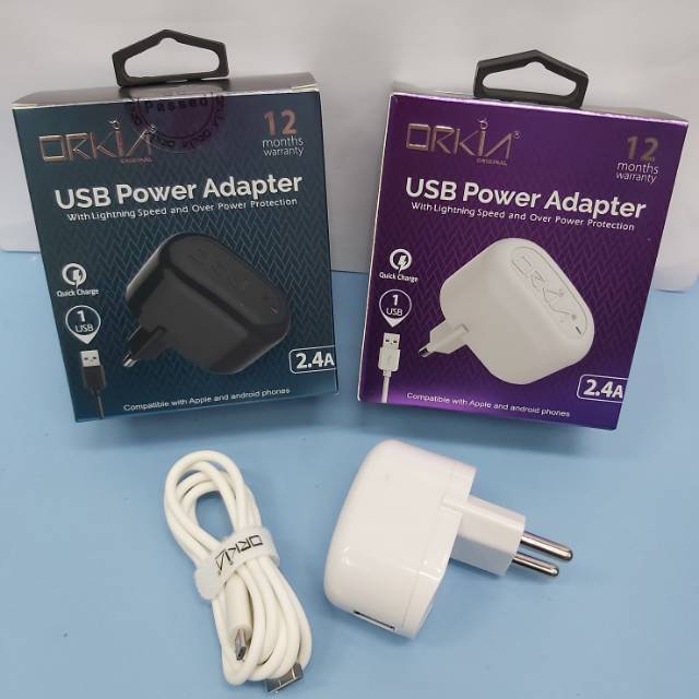 Charger ORKIA ORIGINAL  2.4A Quick Charger  USB Power Adapter