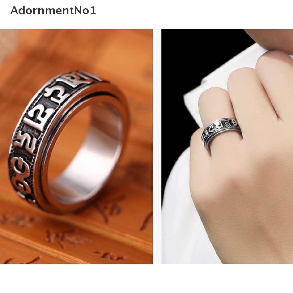 (AdornmentNo1) Cincin Silver Tibet Motif Mantra Budha Power Sanskrit Untuk Pria / Wanita