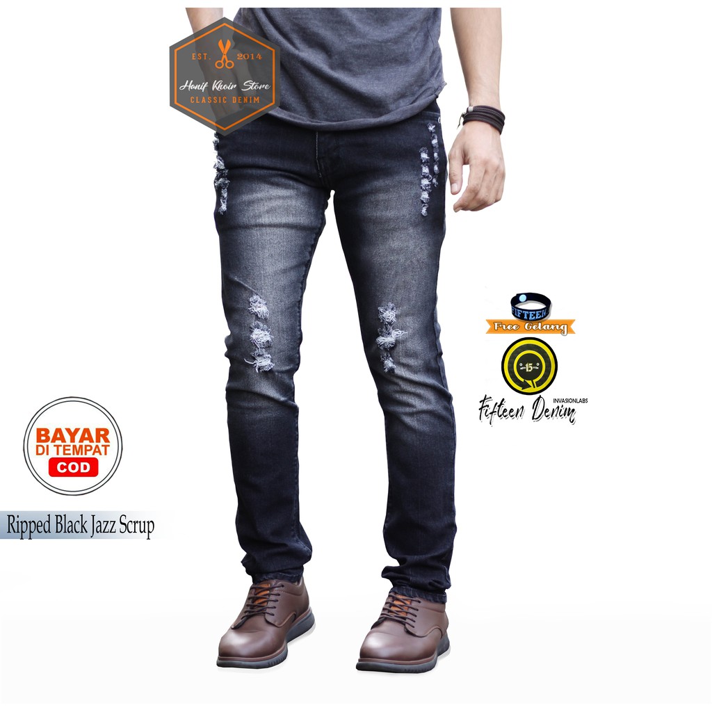 CELANA JEANS PRIA RIPPED / SOBEK MURAH DAN GROSIR LAKI LAKI/PRIA/COWOK/COWO