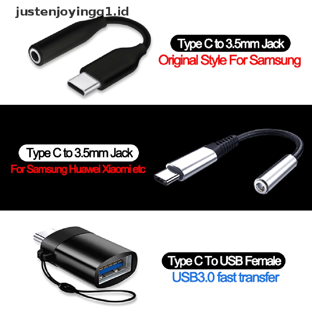 Justenjoyingg1.id / Tipe-C 3.5 Jack Audio Aux USB Ke 3.5mm Untuk Headphone