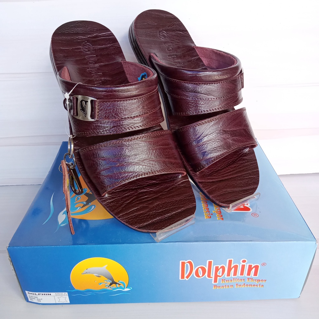 Dolphin sandal slide pria kulit asli D.25 classic series sandal pria merek dolphin kulit asli origin