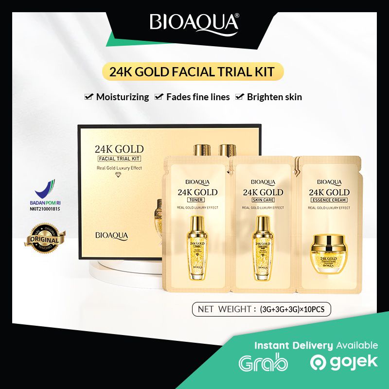 [COD] BIOAQUA 24K Gold Facial Trial Kit 10pcs Contains Toner + Serum + Essence Cream