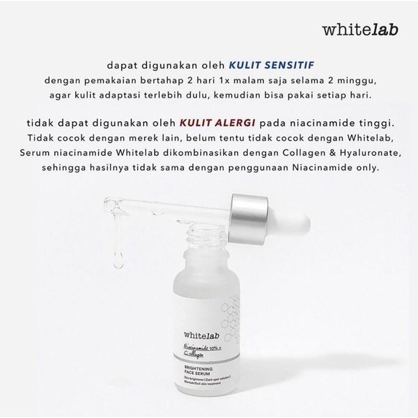 [COD] Whitelab Brightening Face Serum dengan Niacinamide 10% Mencerahkan dan Menutrisi Kulit Membuat Wajah Tampak Lebih Cerah Lembab &amp; Glowing Alami - 20ML BPOM