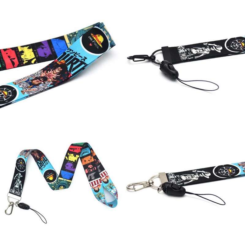 Fancyqube Tali Lanyard Leher Desain Anime One Piece Gaya Jepang Dengan Gantungan Kunci Untuk Id Card Gym Ponsel