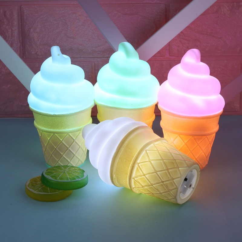 Mary Novelty Ice Cream Cone Shaped Night Light Lampu Meja Meja Anak Kids Decor