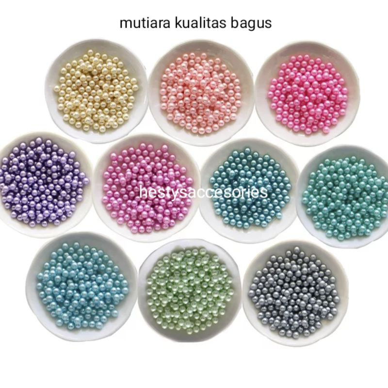 mutiara berat 4 &amp; 6 mm kualitas bagus (costum warna bisa chat)