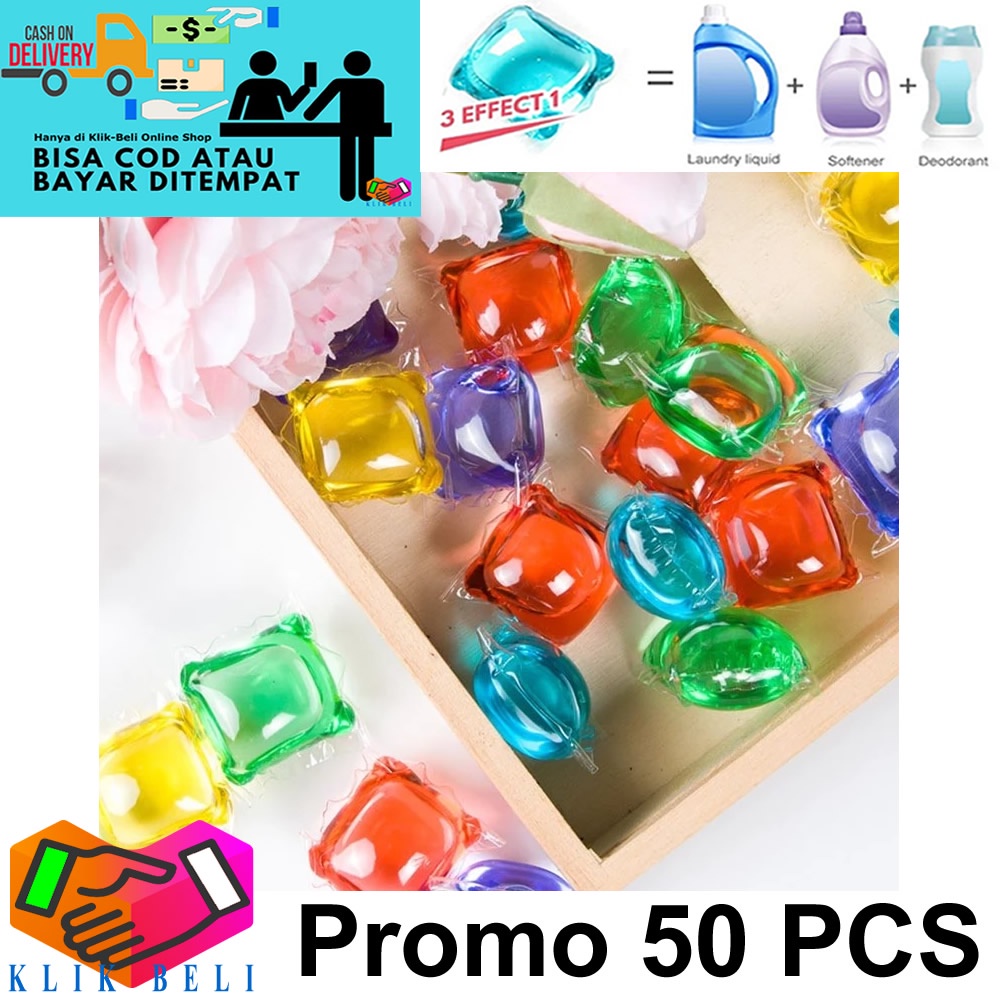 Laundry Gel Ball Detergen Cair Sabun Cuci Baju Kapsul Deterjen Bola -Isi 50 Pcs