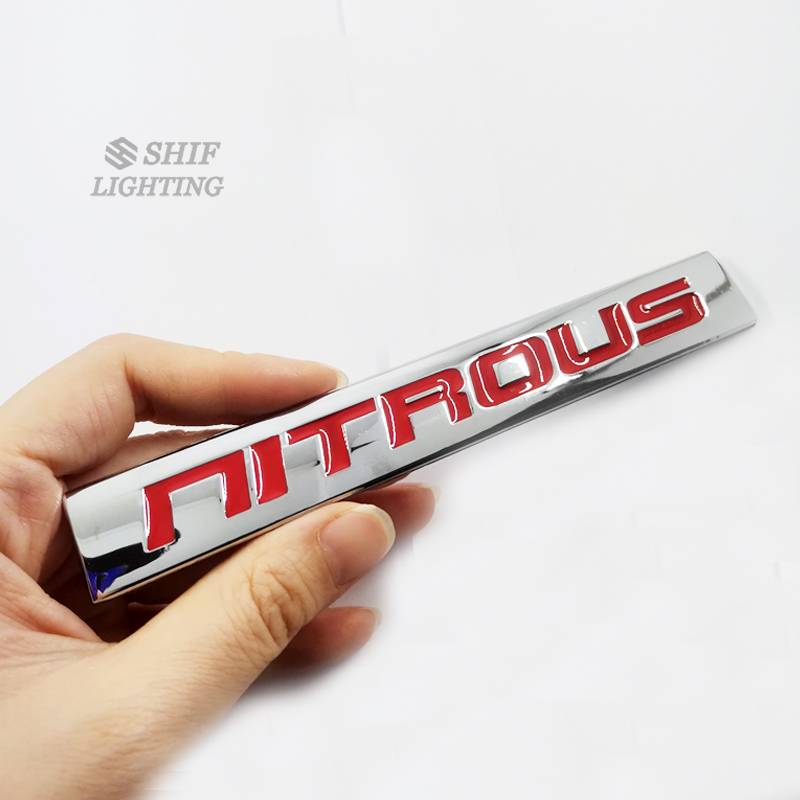 1pc Stiker Emblem Nitrous Bahan Metal Untuk Fender Samping Mobil Nitrous