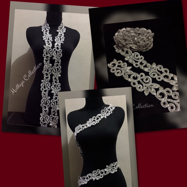 Renda Bordir Meteran Silver