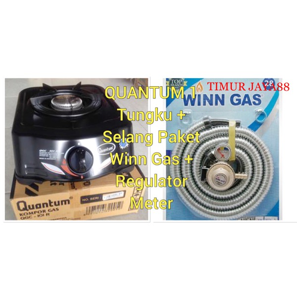 Promo Kompor Gas Quantum 1 Tungku + Selang Gas Paket Winn Gas 1.8 Meter Murah