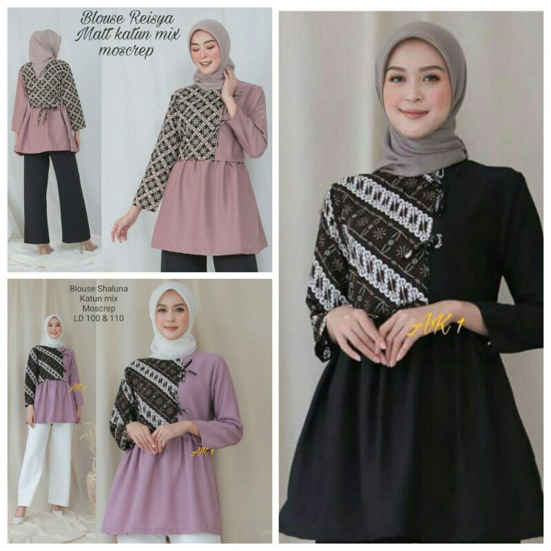 tey-17 Batik wanita ASJ SA HRB026 Kenongo Kemeja Tosca Pendek