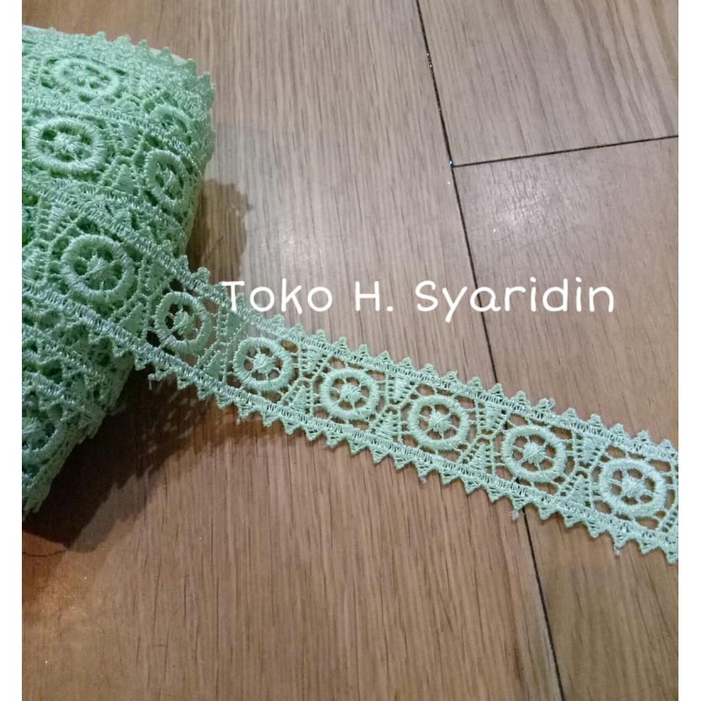 Renda Bordir warna Hijau Melon Meteran / mf65
