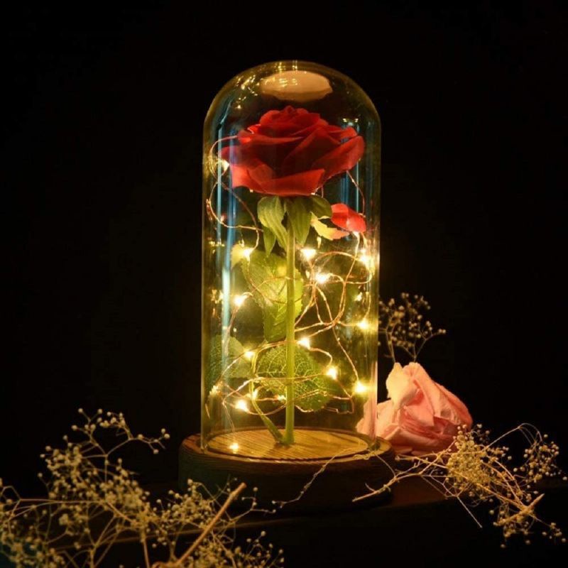 Lampu LED Bunga Mawar Dekorasi Beauty And The Beast Rose Lamp | Pajangan Kado Hiasan Ruangan Kamar