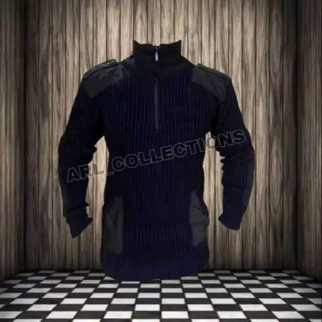 Sweater rajut pria hitam/sweter army tactical airsoft outdoor