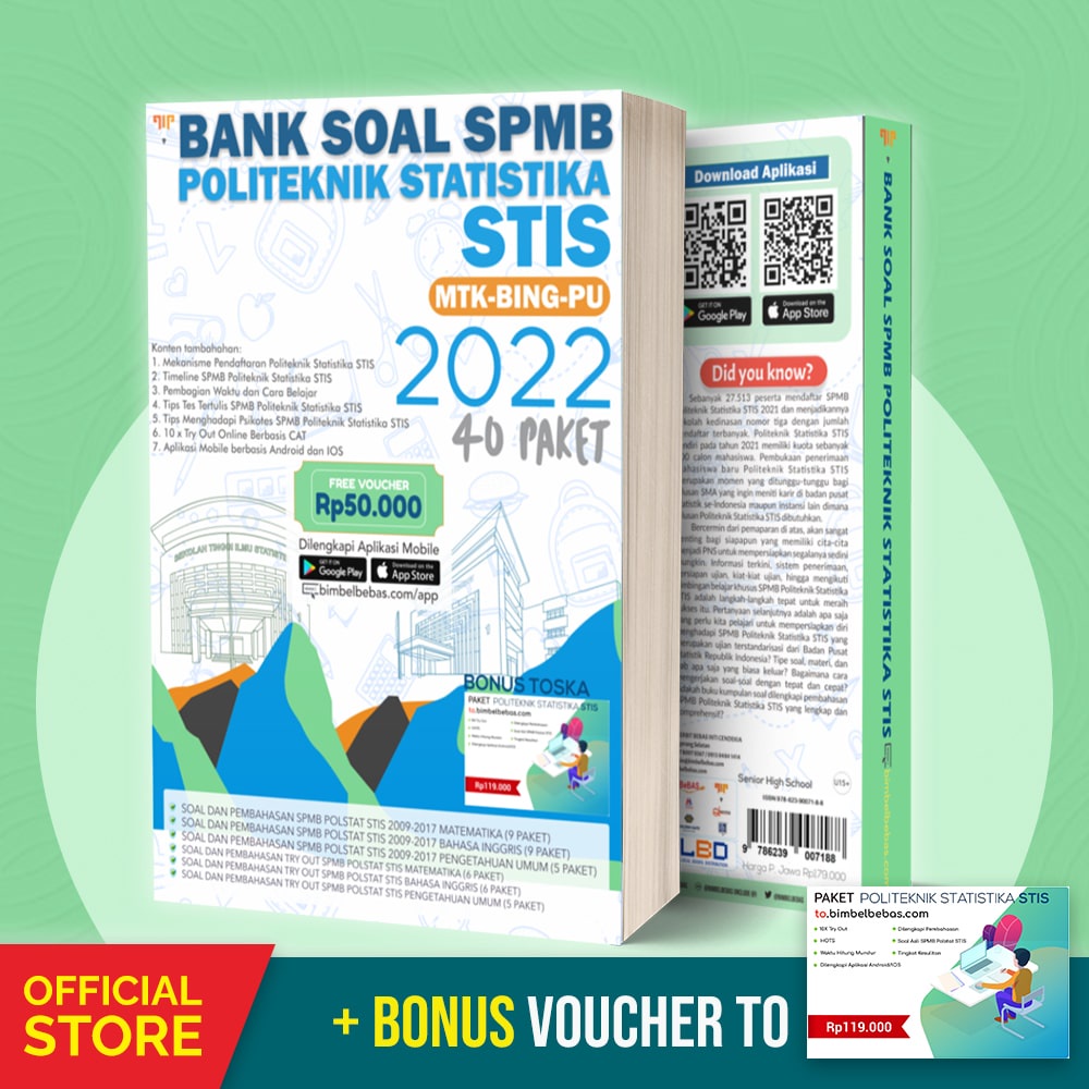 Bank Soal Polstat STIS 2022 + Bonus 10x Try Out CAT Online | Buku SPMB Politeknik Statistika