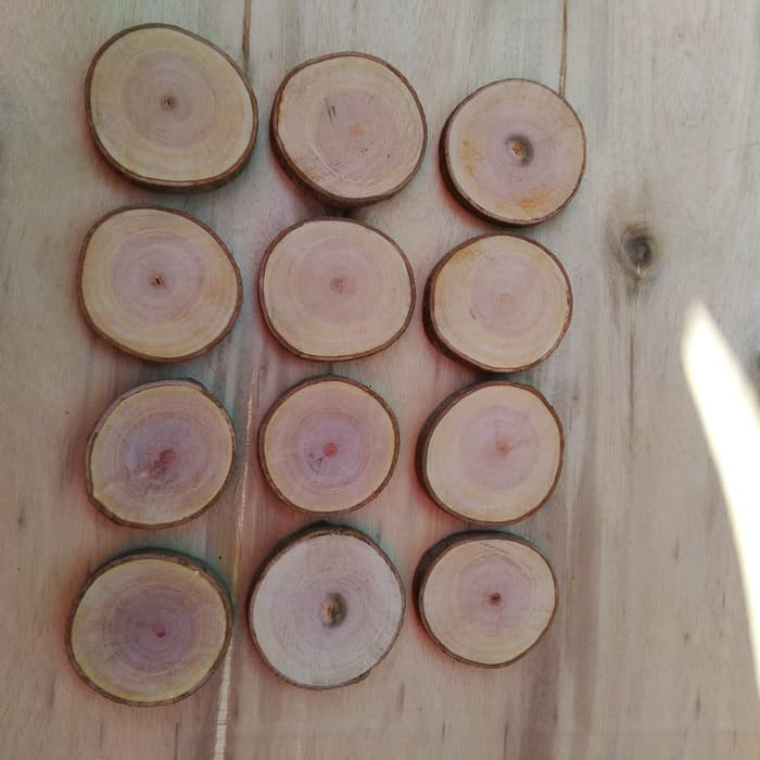 Tatakan gelas kayu alami natural wood coasters diameter 8 cm