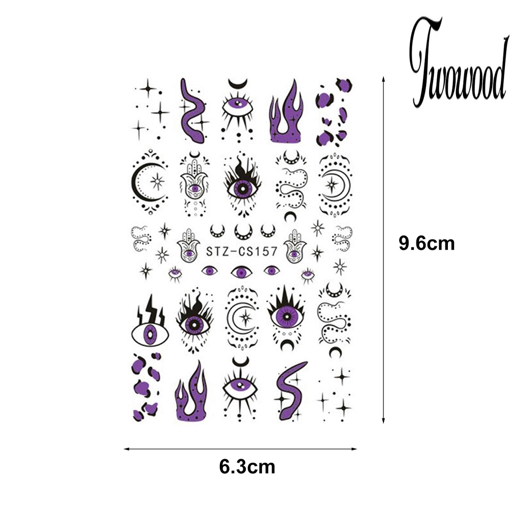 Twowood 3 Lembar Stiker Kuku Motif Bunga Abstrak Warna-Warni Untuk Manicure / Nail Art