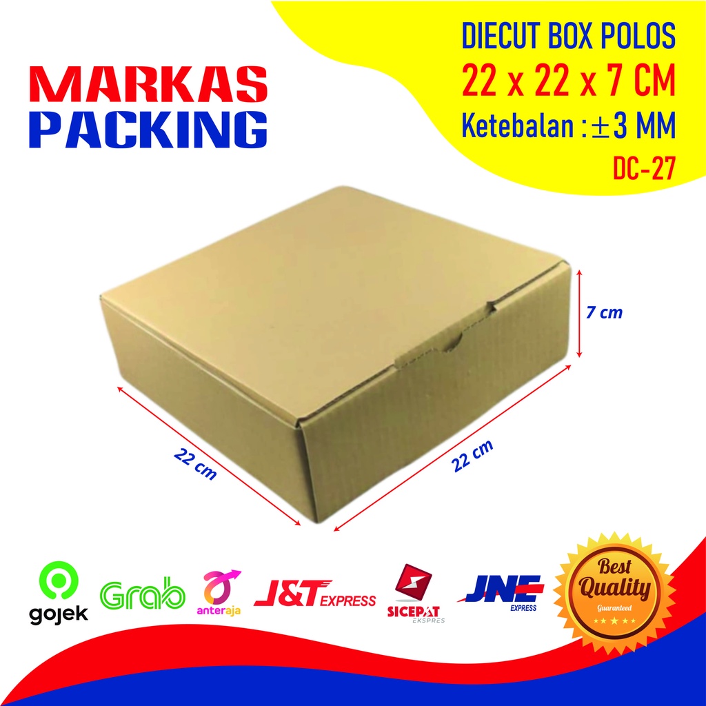 

Kardus Box Die Cut 22x22x7 CM Dus Packing Makanan Kue Pizza Polos