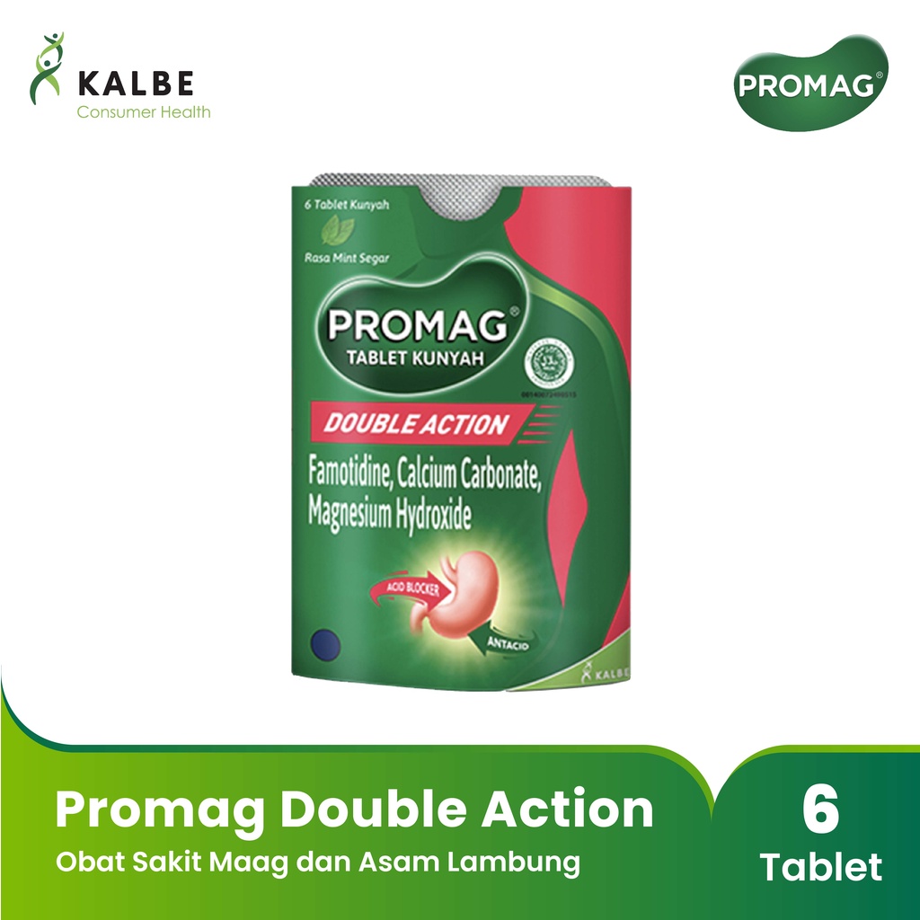 Promag Double Action Obat Sakit Maag dan Asam Lambung 1 Sleeve @ 6 Tablet