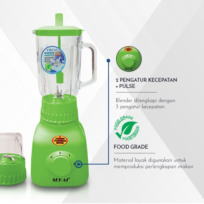 SEKAI Blender Kaca 2in1 BL751GL Pelumat 1 Liter BL 751 GL