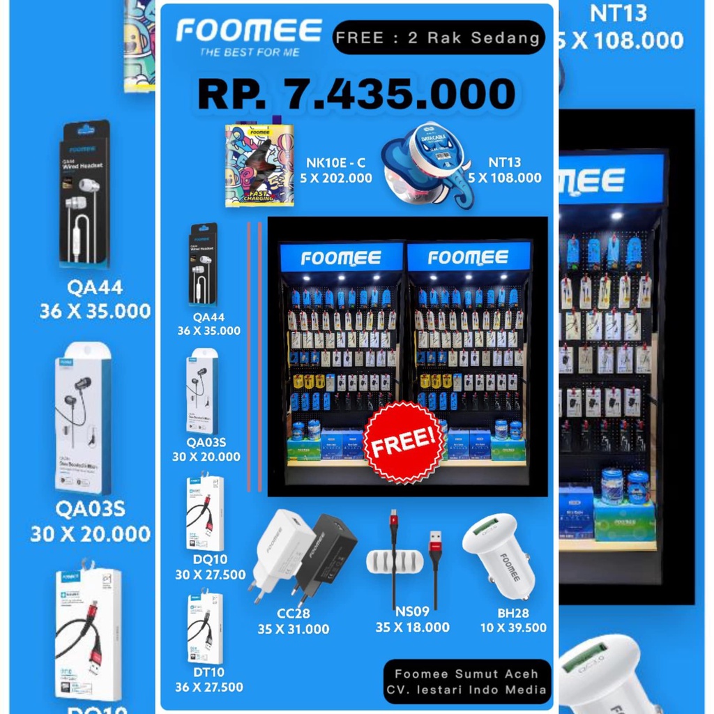 Promo Paket FOOMEE Reseller Gratis ( 2Pcs Rak Display ) Pajangan Sedang ( BH28 x10, NS09 x35, CC28 x