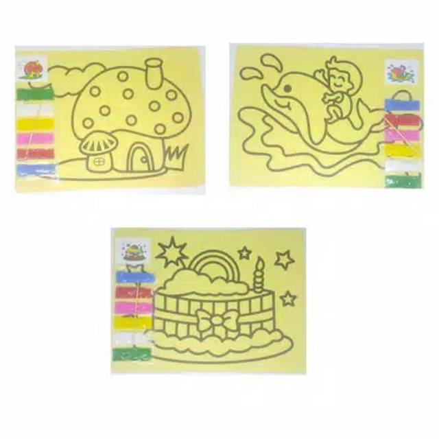 D4 Stiker Menempel Pasir | Mainan Edukasi Anak | Menggambar Tempel | Sticker Activity | Buku Gambar