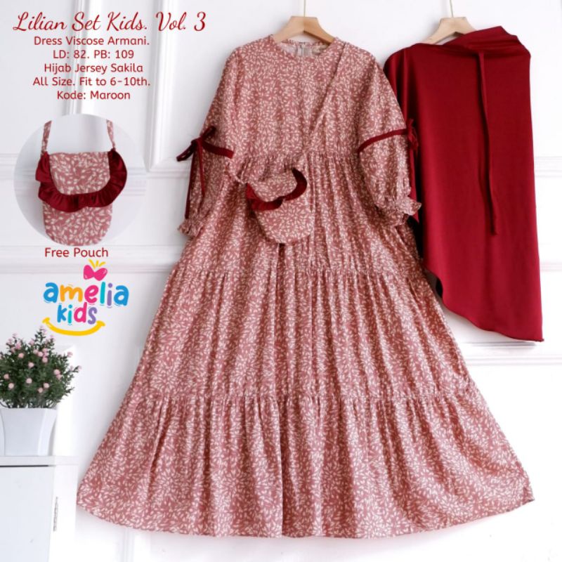 gamis kids syari Lilian set kids syar'i #2 #3 by Amelia kids