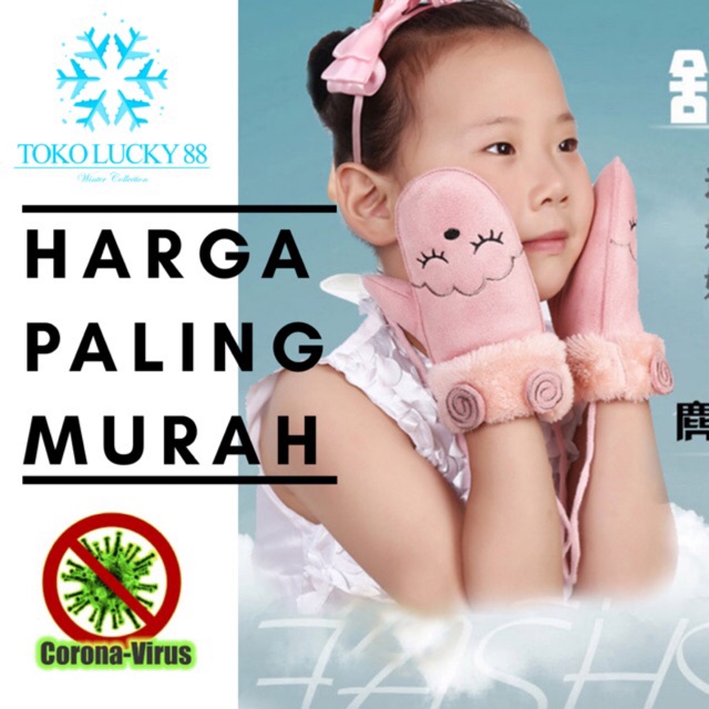 IMPORT MOLLAD Glove Kids Mitten Sheep Sarung Tangan Anak Rajut Wool Kulit Winter Glove Leaf mitten Sheep