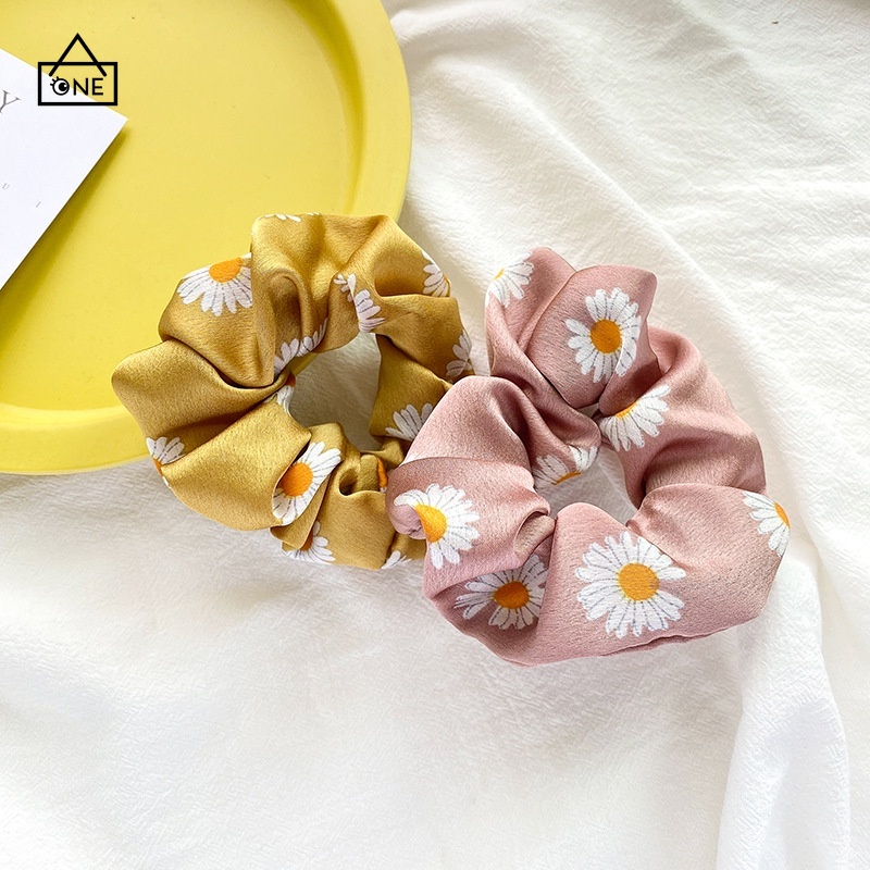 COD Korean Fashion Ikat Rambut Scrunchie Ponytail Elastis Bahan Satin Gelang Untuk Wanita A one