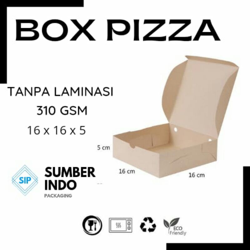 BOX PIZZA KRAFT TANPA LAMINASI 16x16x5cm