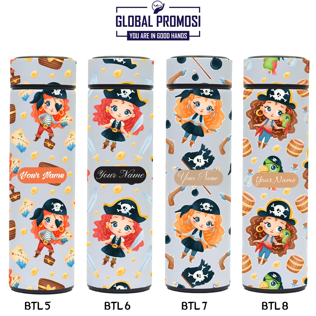 Tumbler Sakura Print UV Motif Pirates / Bajak Laut / Anak Kecil / Cetak Souvenir Termos Botol Minum Custom Nama