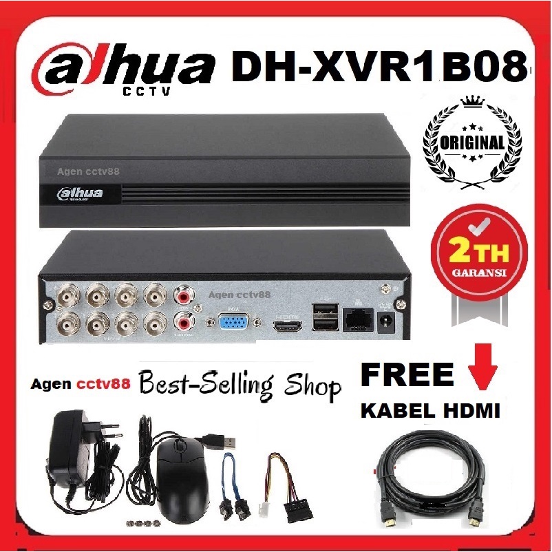 DVR DAHUA 8 Channel / 8CH DH-XVR1B08-I Full HD 1080p 2MP FREE HDMI + LAN