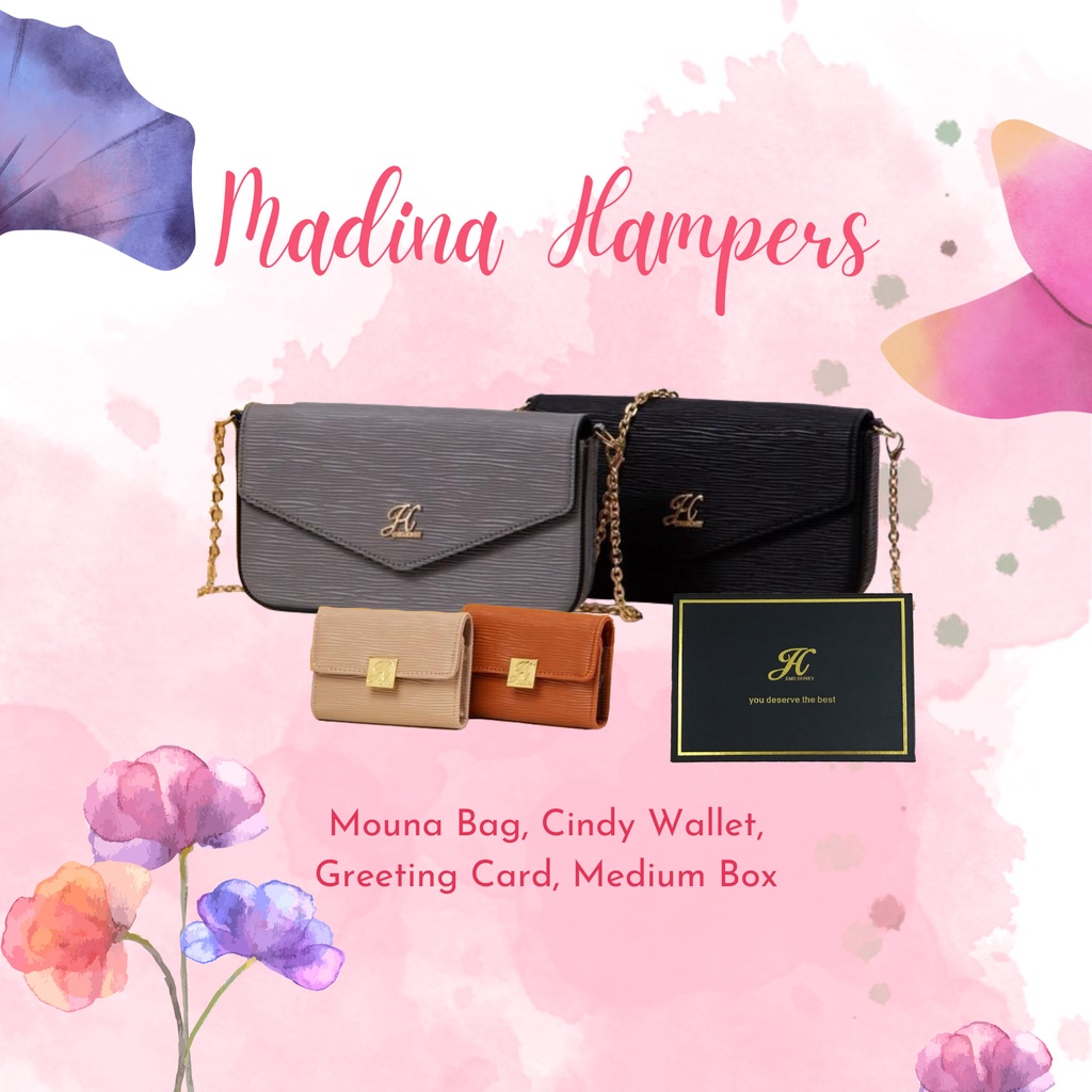 Jimshoney Madina Set -  Hampers Tas & Dompet Lipat Cewek / Paket Kado Slingbag & Mini Wallet / Mouna