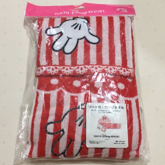 Towel Hoodie Minnie Mouse Tokyo Disney Resort