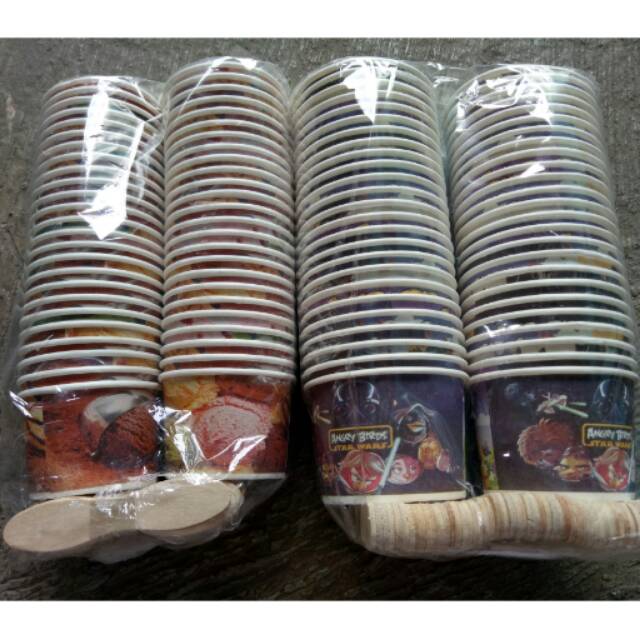 50 Set Cup Es Krim Plus Sendok Es Krim Es Krim Cup