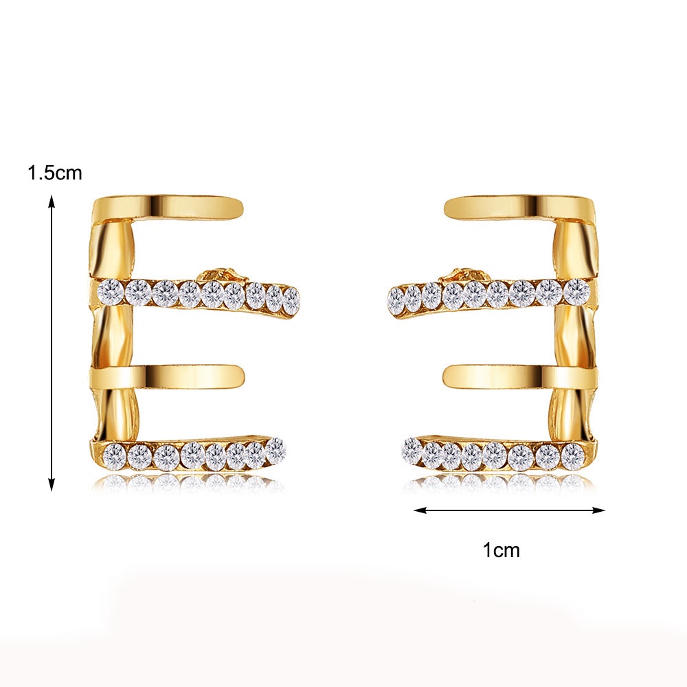 Anting Tusuk Bentuk Geometri Empat Cakar Lapis Emas / Silver Untuk Wanita