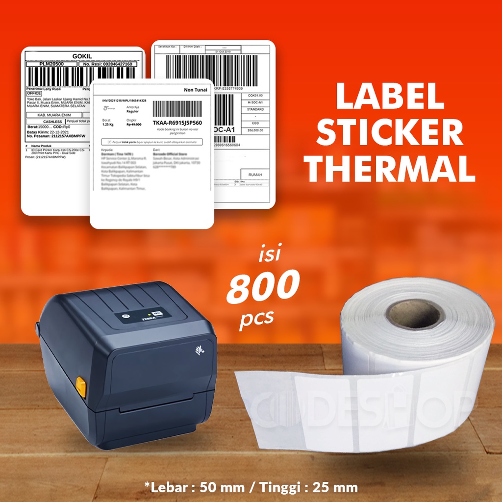 Sticker Label Barcode Thermal 50 x 25mm 1 Line @800pcs