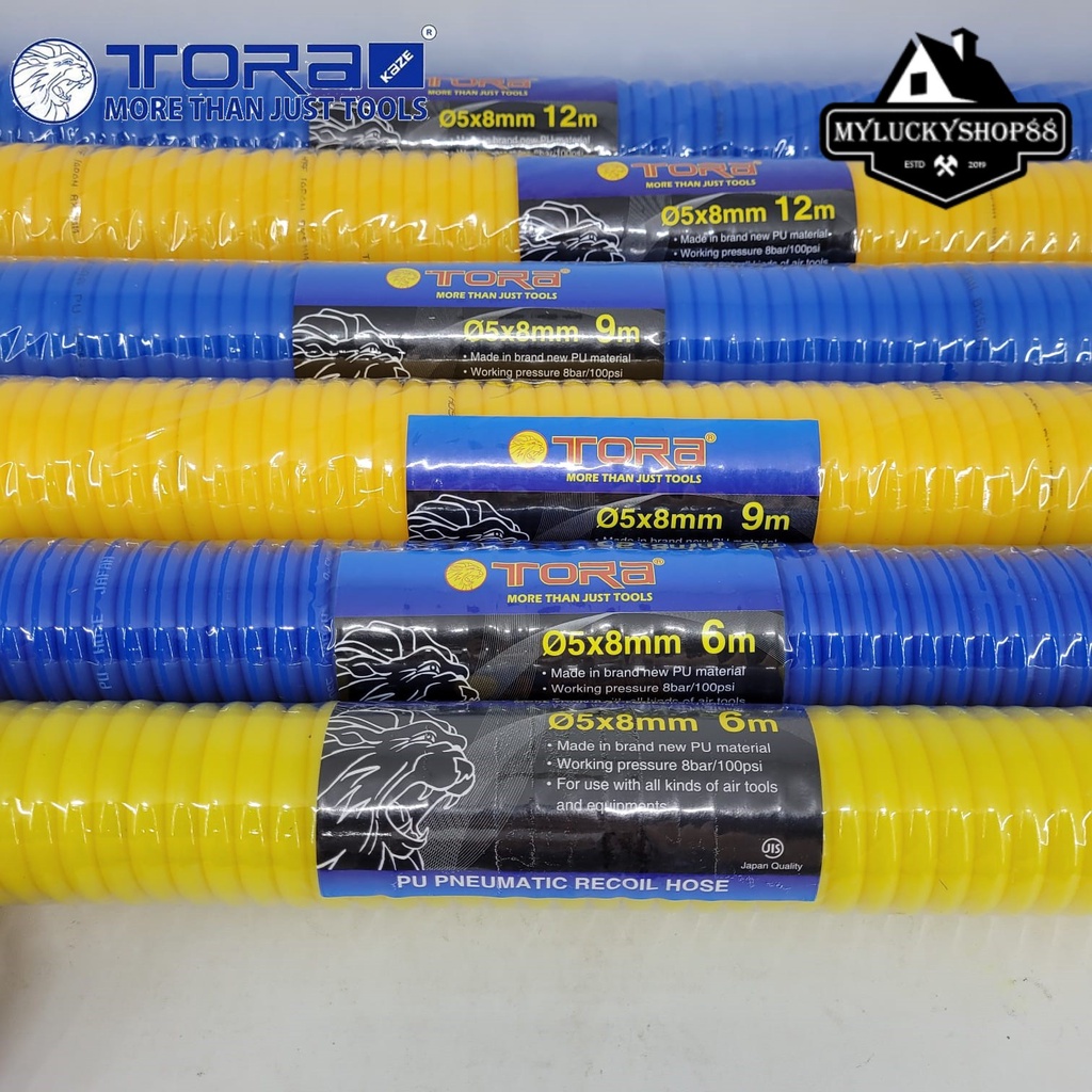 Tora PU Recoil Spiral Compressor Hose 5x8mm Selang Angin Kompresor