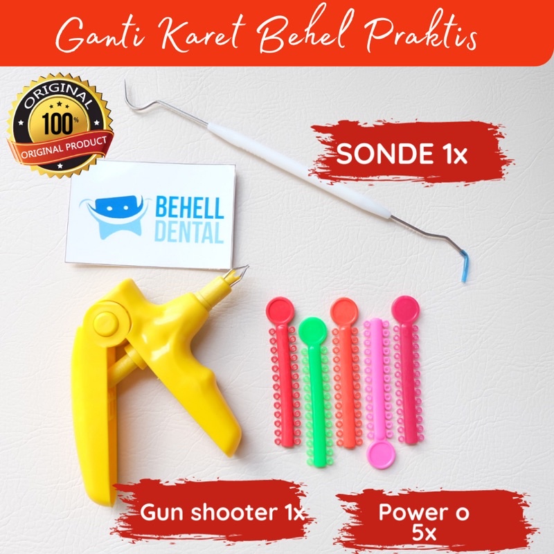 BEHELLDENTAL - PAKET ALAT GANTI KARET BEHEL - Gun Shooter Power O Sonde Plastik Alat Pasang karet Behel Praktis - Gun Shot Dental Ortho Braces Kawat