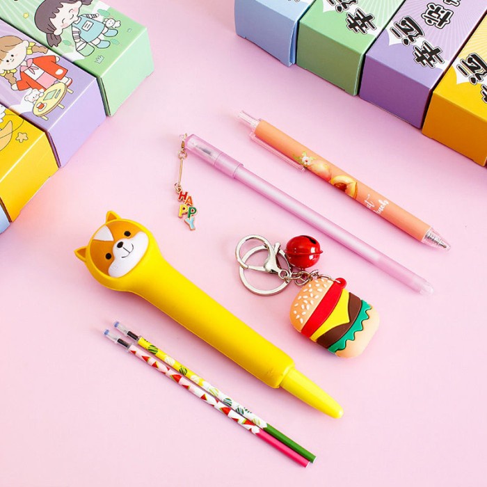 

Terlaris Set Pen Pulpen Gel Squishy Key Chain Unik Kreatif Kartun Lucu Anak Hot Sale