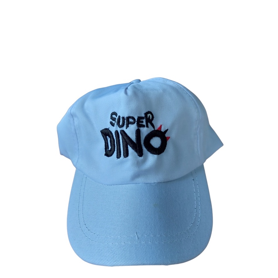 TOPI BASEBALL ANAK LUCKY GIRAFFE / JUST DO IT / SUPER DINO / SUNNY DAY USIA 2-10 TAHUN LAKI PEREMPUAN-TOPI SUPERDINO PUTIH