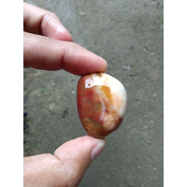 ✅ Batu Akik Ujung Tanjung - Warna Merah Putih ( Rough / Bahan Akik Natural - bukan bacan obi giok id