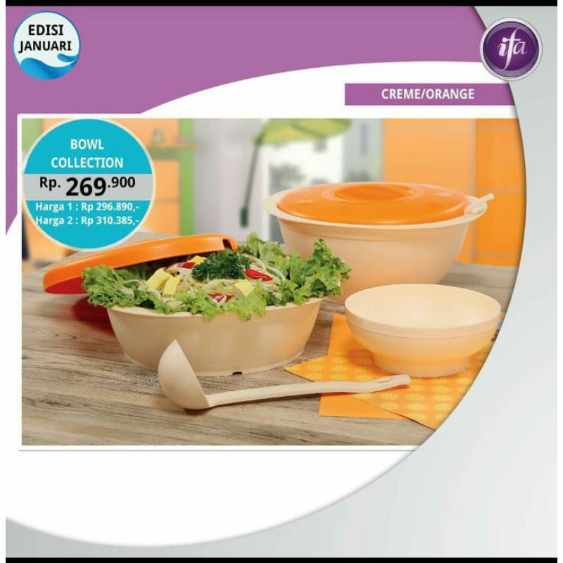Bowl collections ifa cookware 3 pcs / Tempat Sayur Baskom + Centong