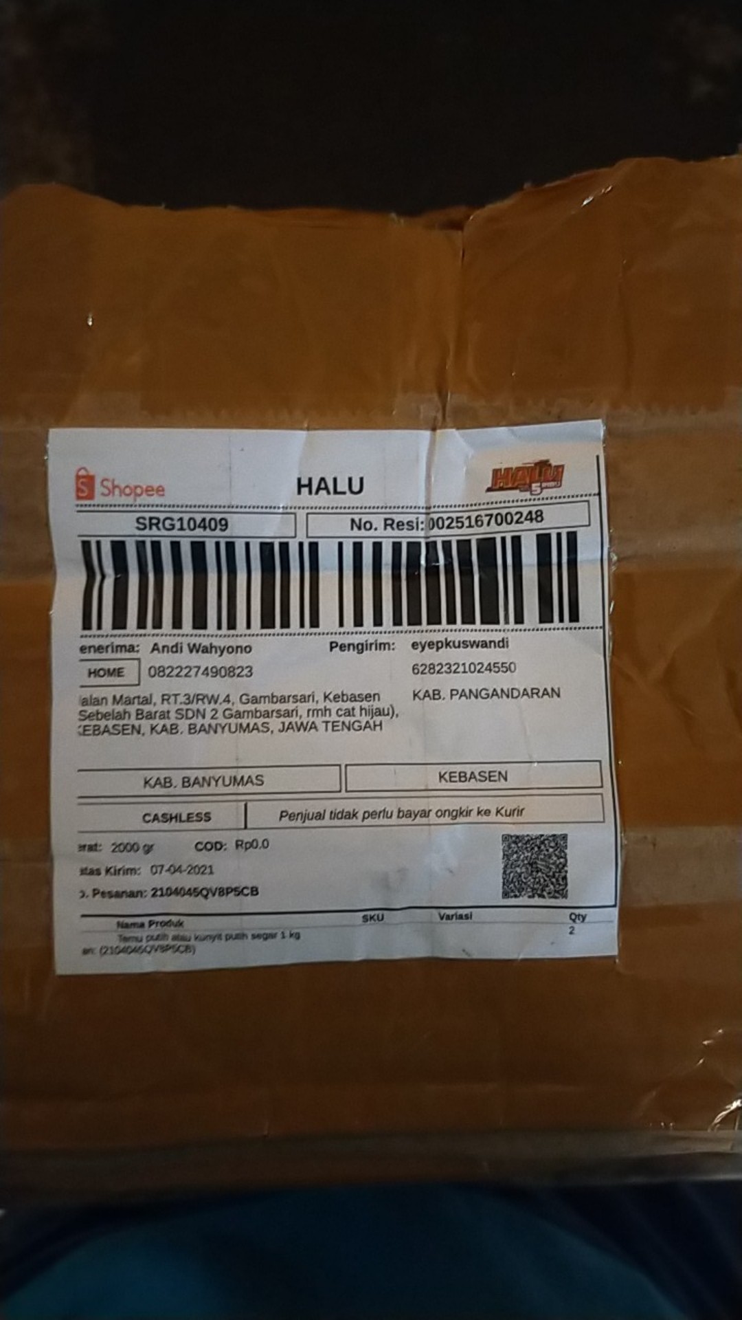 Kunyit Putih/temu Putih Fresh1 Kg